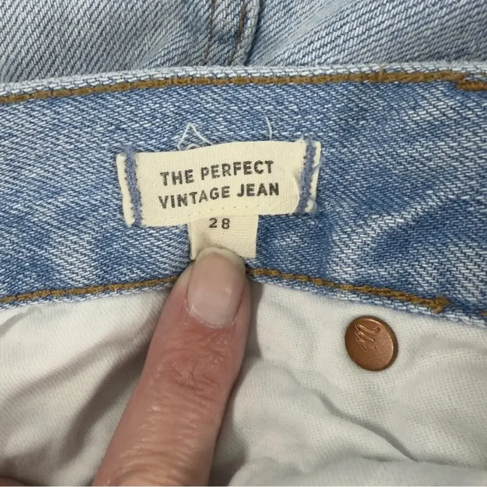 Madewell The Perfect Vintage‎ Jeans Distressed Crop Light Wash Size 28 TINY FLAW - Picture 6 of 11